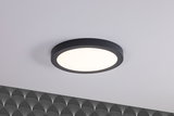 Runde LED-Deckenleuchte mit schwarzem Metallrahmen und warmweißem Licht für moderne Wohnräume