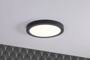 Runde LED-Deckenleuchte mit schwarzem Metallrahmen und warmweißem Licht für moderne Innenräume