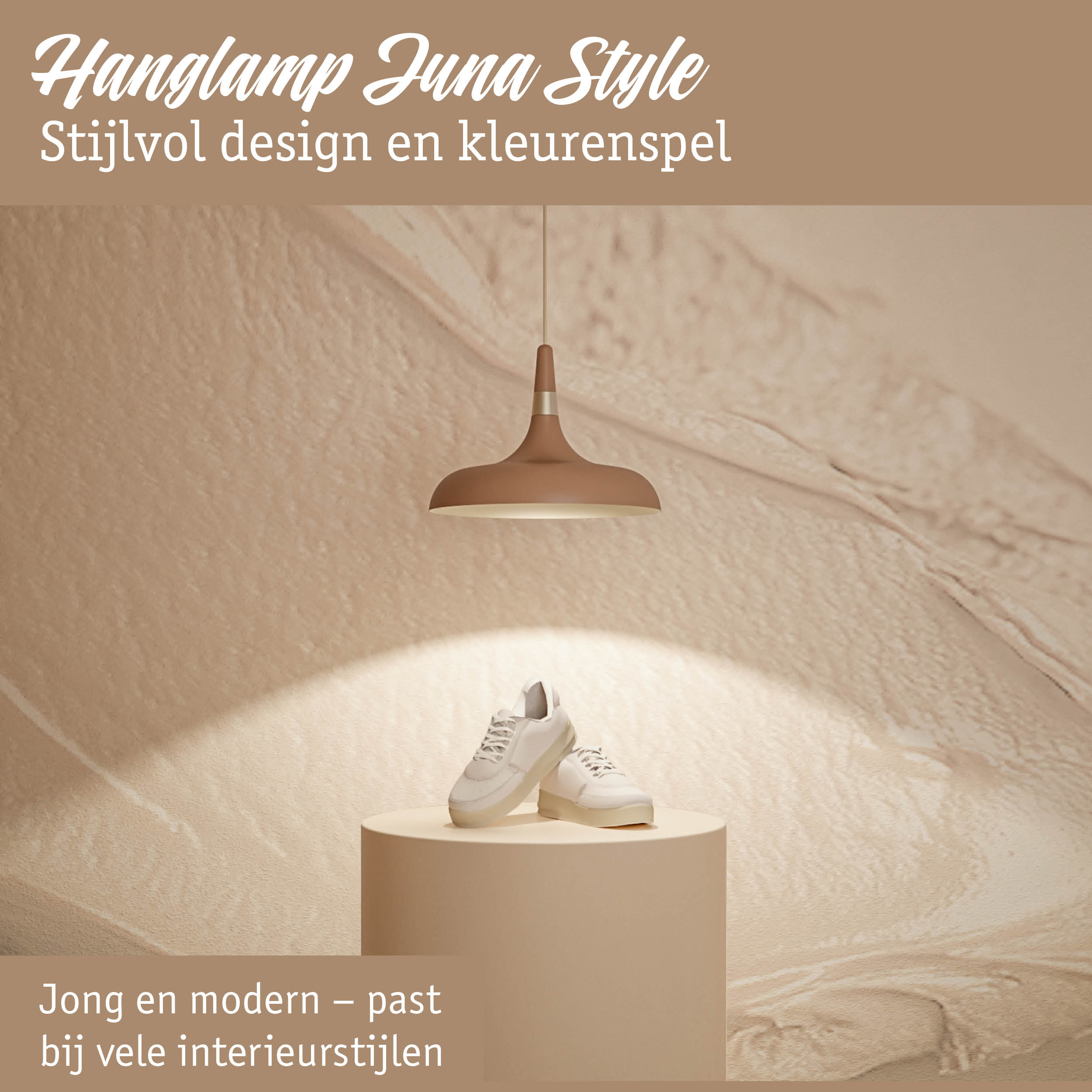 Moderne bruine metalen hanglamp met warm licht voor stijlvolle interieurverlichting