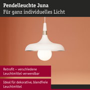 Pendelleuchte Juna in Weiß mit goldfarbenem Akzent und warmem Licht für individuelle Raumbeleuchtung