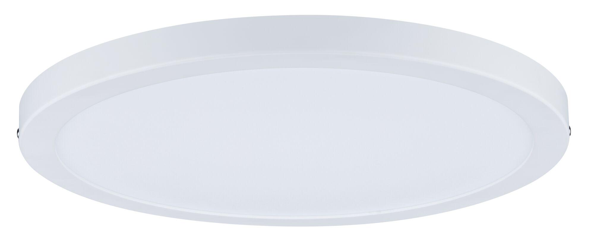 Round white LED ceiling panel made of plastic for energy-efficient room lighting