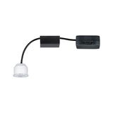 Kompakt LED-adapter med hvid lyskilde og sort kabel til alsidige belysningsløsninger