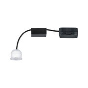 Compact LED adapter with white light head and black cable for versatile lighting solutions