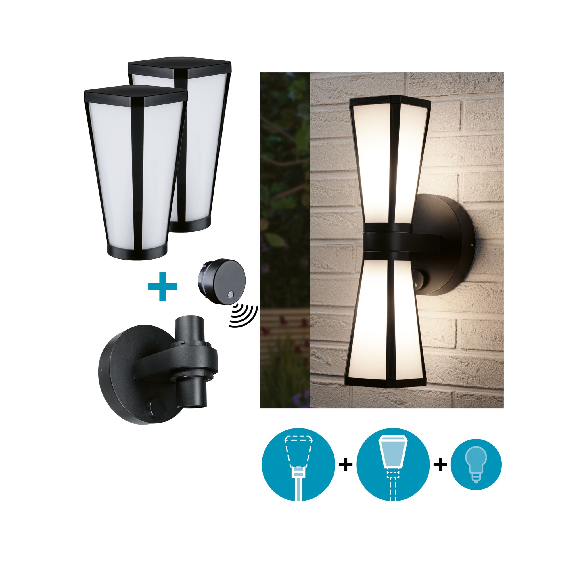 Set ModuShine Wandhalter 2x Mavira mit Sensor Anthrazit