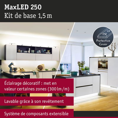 Kit MaxLED 250 1,5 m avec protection pour éclairage décoratif et extensible en cuisine