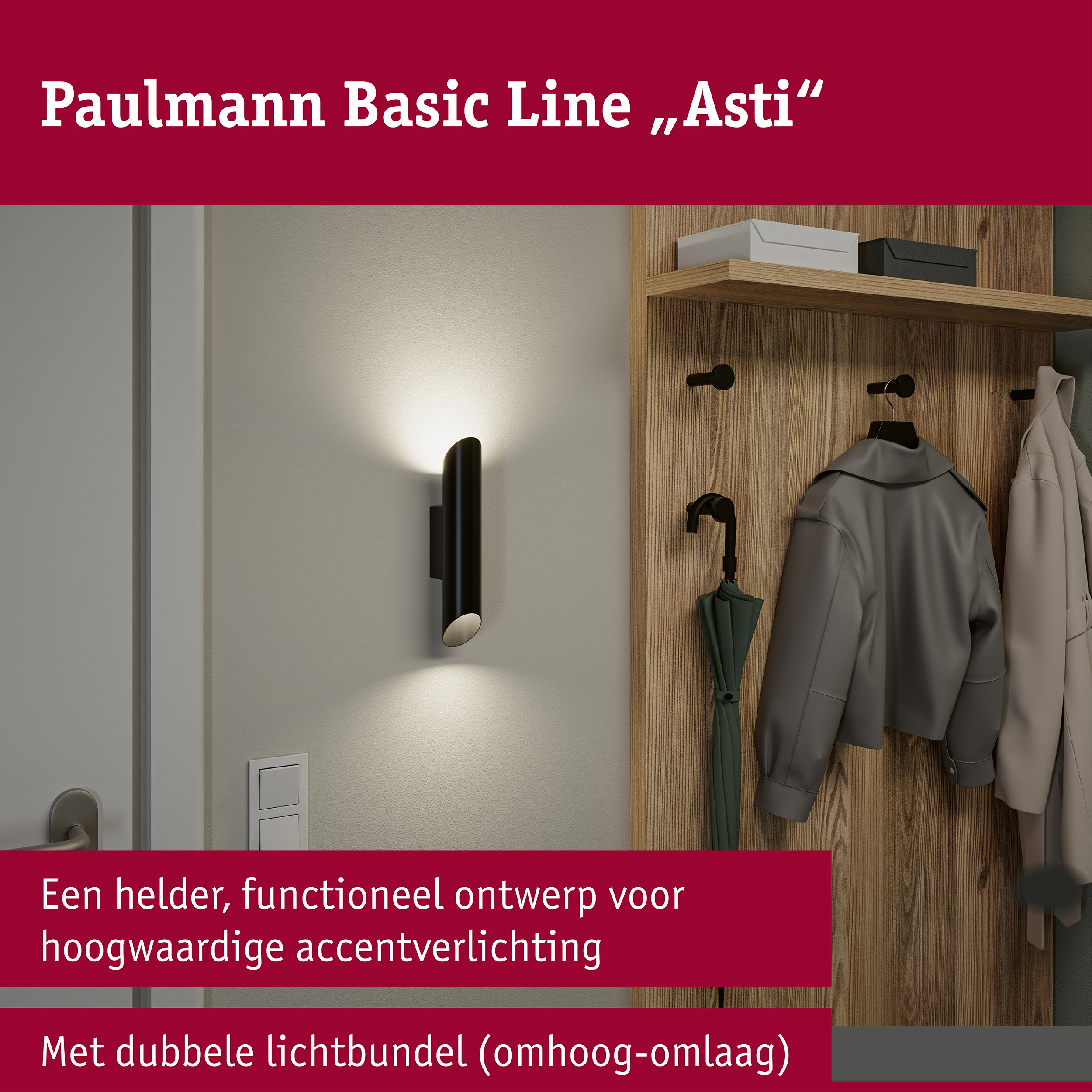 Wandlamp Asti GU10 230V max. 2x10W Zwart mat/Goud