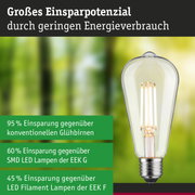 Energiesparlampe mit klarem Glas und sichtbarem LED-Filament für effiziente Beleuchtung