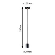 Schwarze Pendelleuchte aus Metall mit 190 cm Kabel und 70 mm Lampenschirm Durchmesser