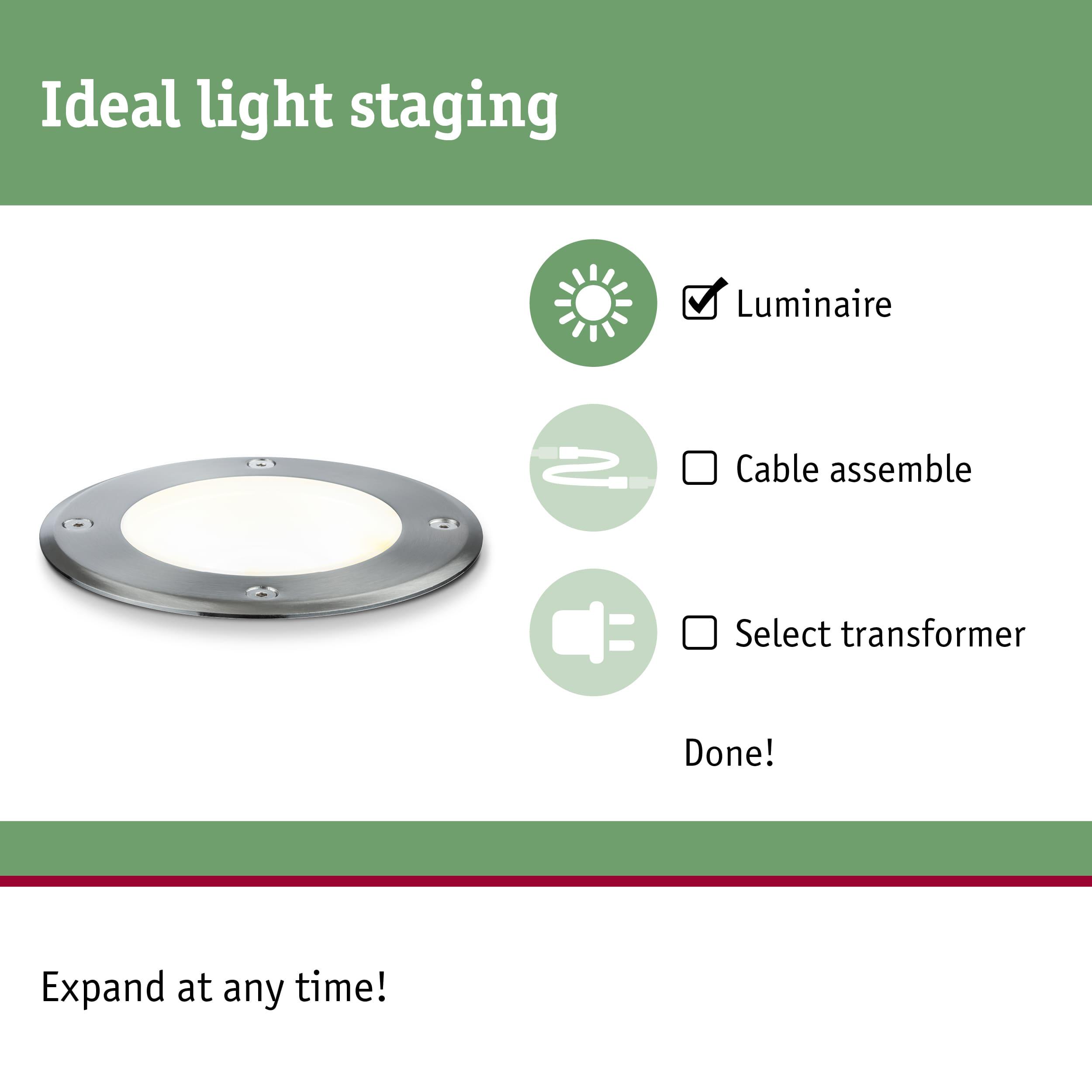 Round stainless steel LED recessed light with white illumination for modern indoor lighting