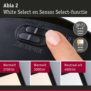 LED-paneel Abia 2 White Select Schemergestuurde bewegingsmelder (HF) hoekig 400x400mm 16W 1400lm White Select Zwart
