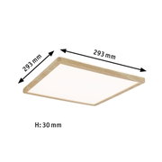 Firkantet LED-loftlampe med naturlig træramme, 293x293 mm, energieffektiv belysning