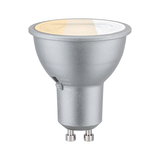 LED-Reflektorlampe GU10 in matt-silber mit einstellbarer Farbtemperatur für energiesparende Beleuchtung
