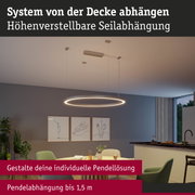Moderne runde LED-Pendelleuchte mit höhenverstellbarer Seilabhängung in Wohnküche