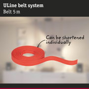 Red 5-meter ULine belt system made of durable material, can be shortened individually for versatile use