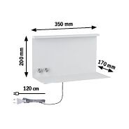Witte LED-wandlamp 350 mm breed met 120 cm kabel voor moderne binnenverlichting