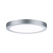 Runde Deckenleuchte aus silbernem Aluminium mit weißem Diffusor für modernes Raumlicht