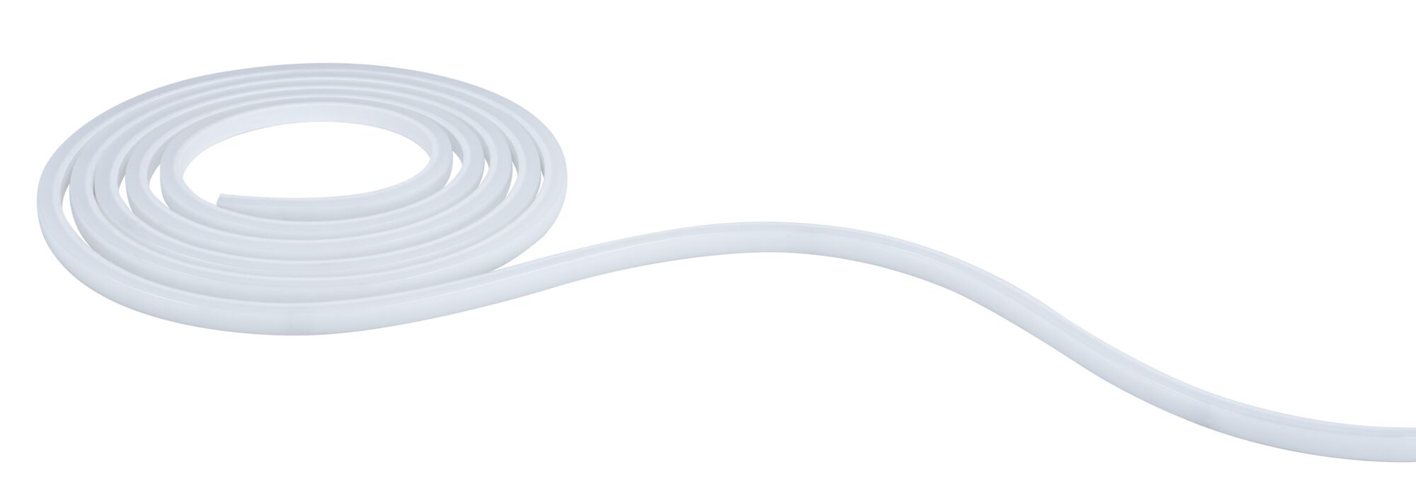 White flexible LED light strip made of plastic, perfect for modern lighting and decoration.
