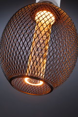 Modern ceiling light with black metal mesh and warm white LED for stylish room illumination