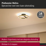 Moderne gouden plafondlamp Melira met dimbare LED-ring in drie stappen verstelbaar
