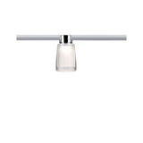 Moderne plafondspot met mat glas en chromen frame voor stijlvolle verlichting