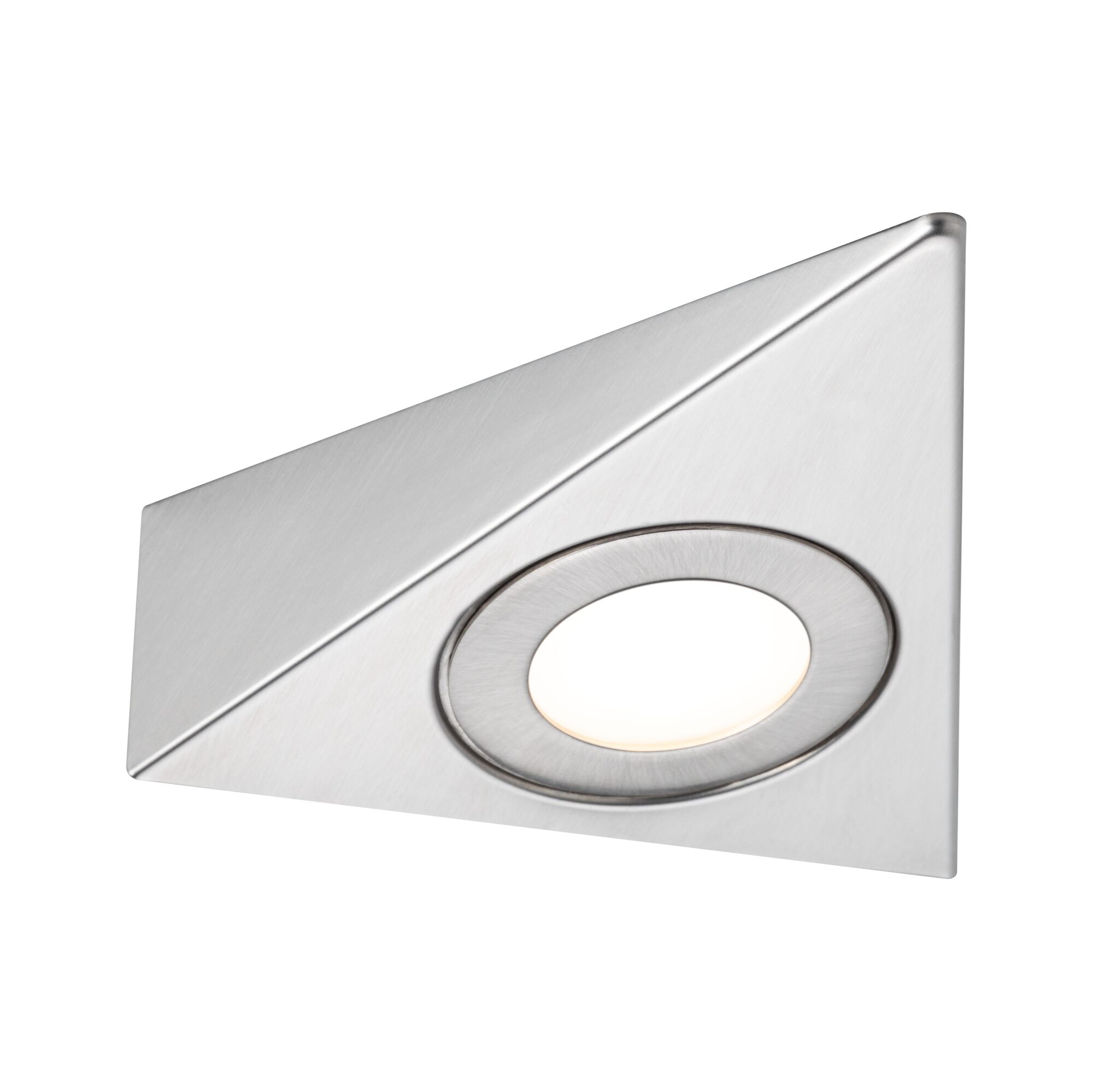 Spot encastré triangulaire en acier inoxydable brossé avec lumière LED blanc chaud pour éclairage moderne