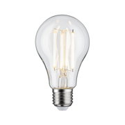 Klassische LED-Glühbirne mit transparentem Glas und silbernem Sockel für energiesparende Beleuchtung