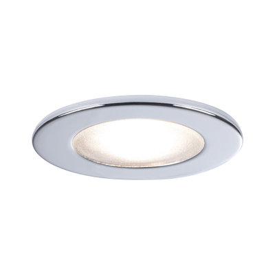 Rundes Einbau-LED-Leuchtmittel mit weißem Rahmen und warmweißem Licht für moderne Raumbeleuchtung