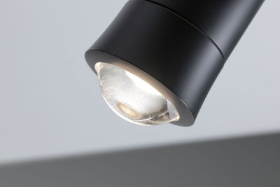 Black metal LED ceiling light with clear glass for modern indoor lighting solutions