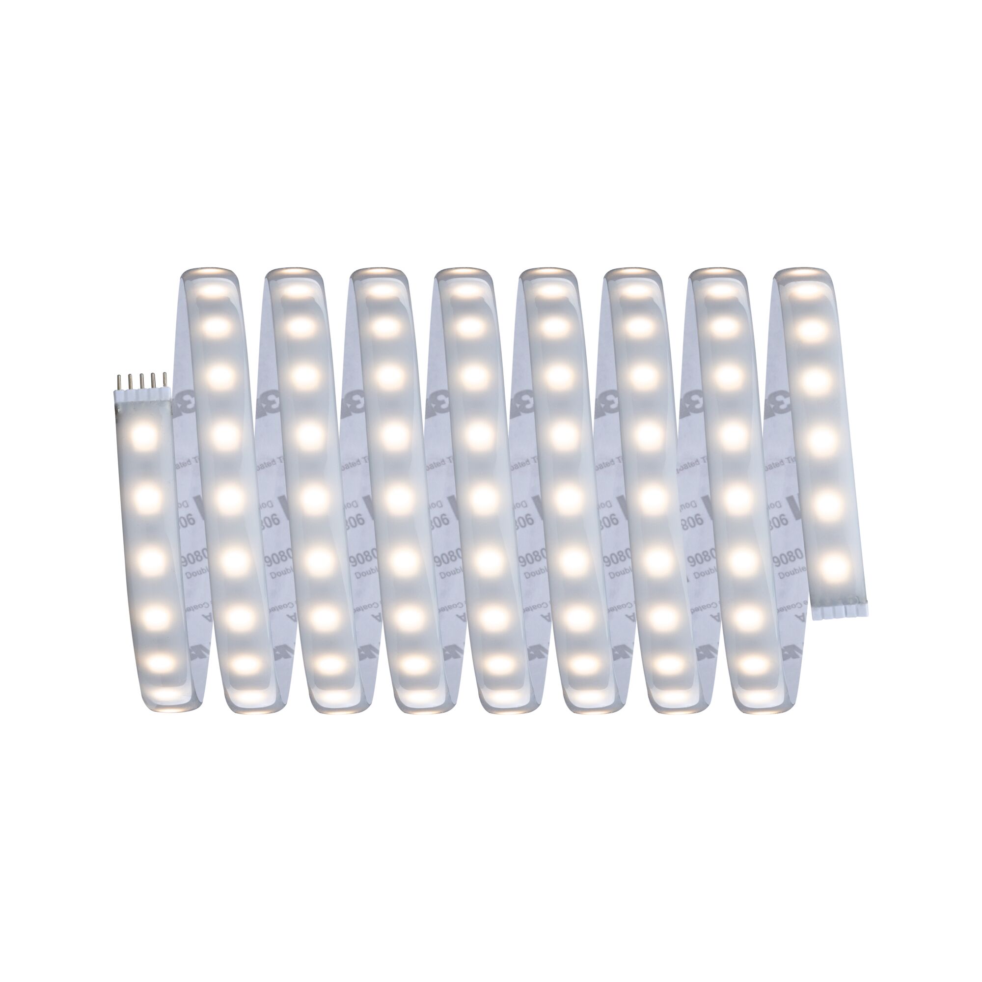 Flexibler LED-Lichtstreifen mit warmweißen Dioden und transparentem Material für vielseitige Beleuchtung