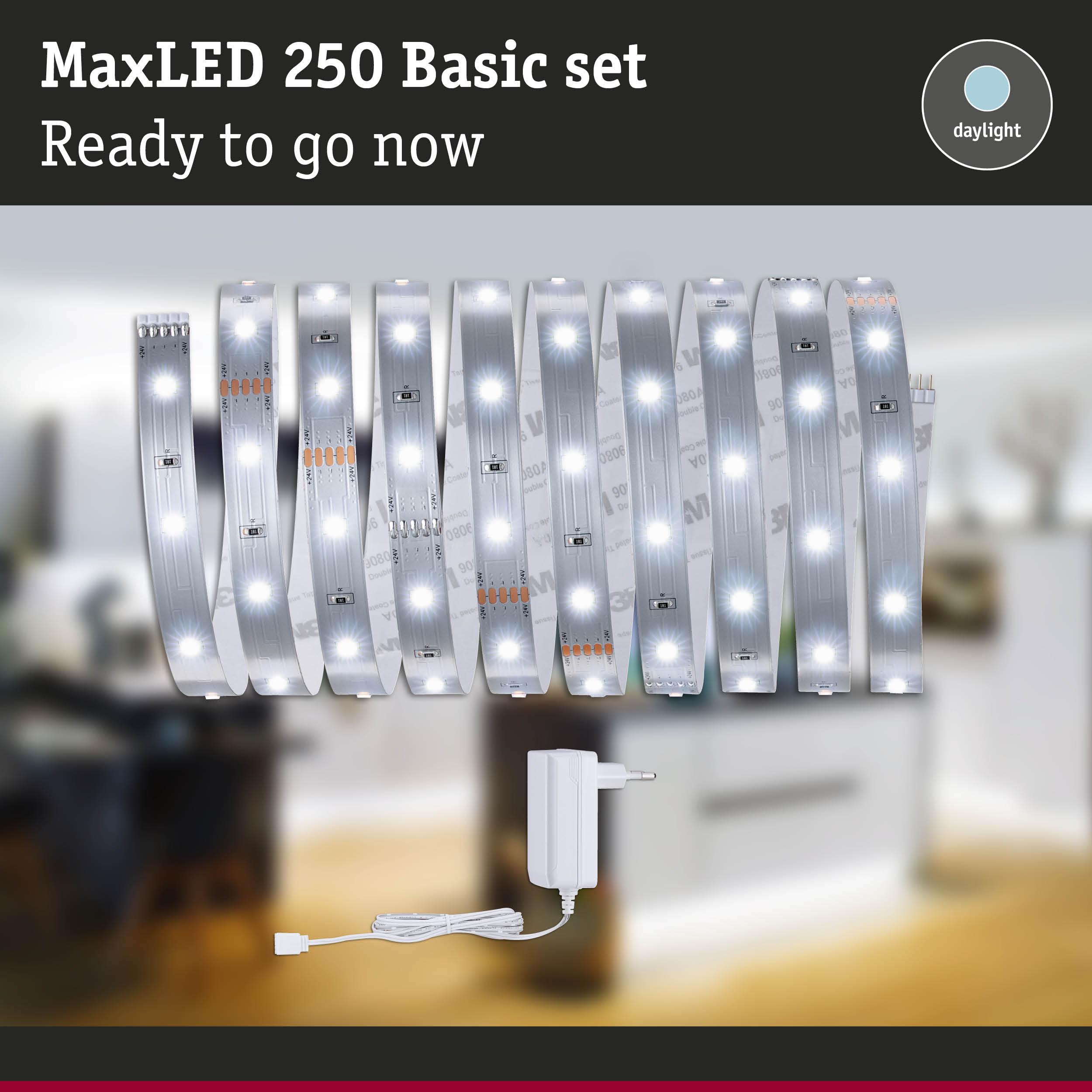 MaxLED 250 Basic set with white LED strips and power adapter for daylight home lighting