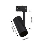 Schwarzer LED-Spot aus Metall mit 200 mm Höhe und 62 mm Durchmesser für moderne Innenbeleuchtung