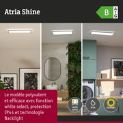 Plafonnier LED Atria Shine avec sélection de blanc, protection IP44 et technologie Backlight