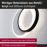 Moderne Wandlampe aus Metall und Acryl in Schwarz mit 4000K neutralweißem Licht und diffusem Lichtspiel