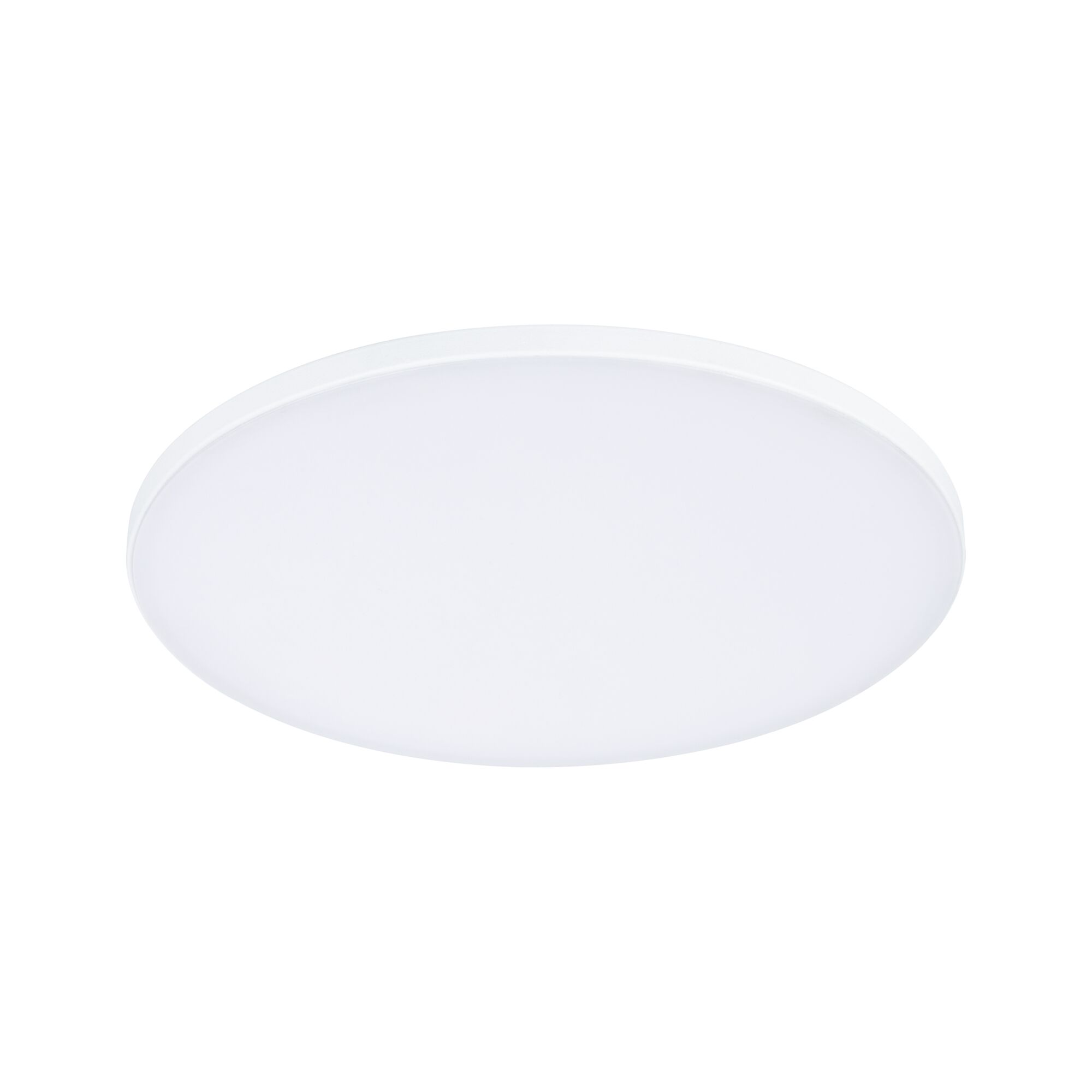 Round white LED ceiling light made of plastic for energy-efficient room lighting
