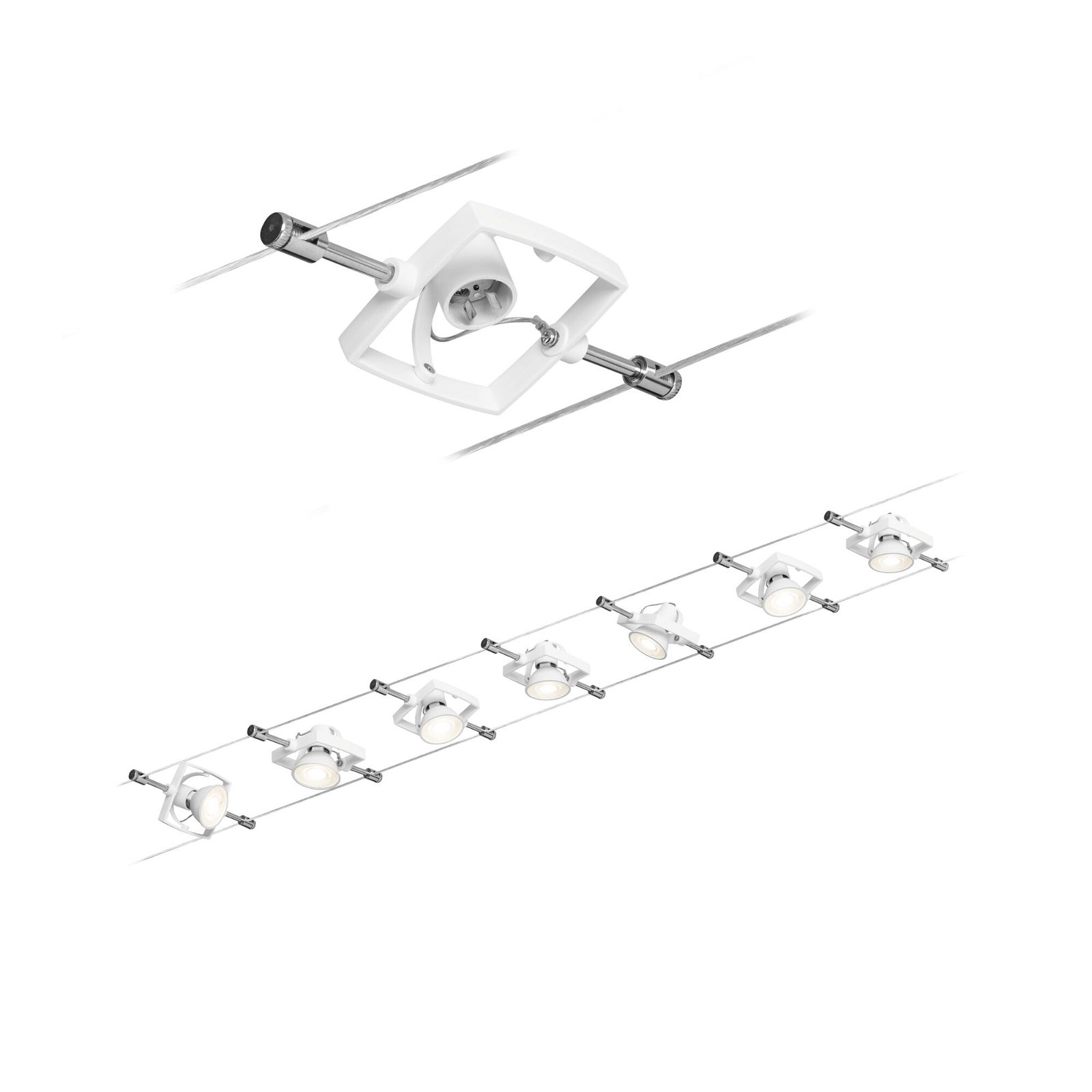 Cable system TECH Basic Set GU5,3 max. 7x10W dimmable 230/12V White