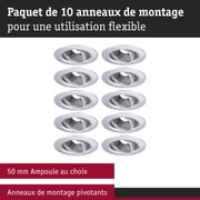 Paquet de 10 anneaux de montage pivotants blancs pour ampoules 50 mm