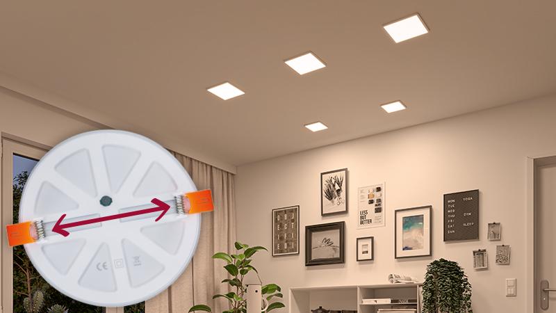 Paulmann LED Einbauleuchten für den flexiblen Einbau LED Einbaupanels mit verstellbaren Klemmfedern
