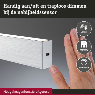 Zilveren aluminium LED-lichtbalk met nabijheidssensor en geheugenfunctie voor traploos dimmen