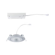 Rundes Einbau-LED-Spot in Silber mit Anschlusskabel und weißem Treibergehäuse für moderne Beleuchtung