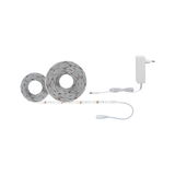 White LED strip light with power adapter, flexible indoor lighting cable, LED tape light