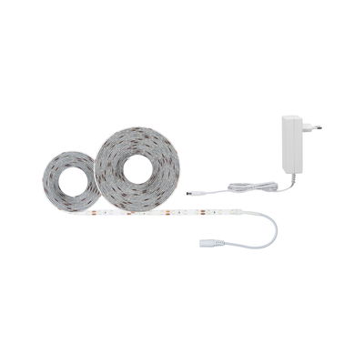 White LED strip light with power adapter, flexible indoor lighting cable, LED tape light