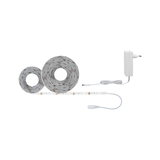 White LED strip light with power adapter, flexible indoor lighting cable, LED tape light