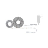 White LED strip light with power adapter, flexible indoor lighting cable, LED tape light