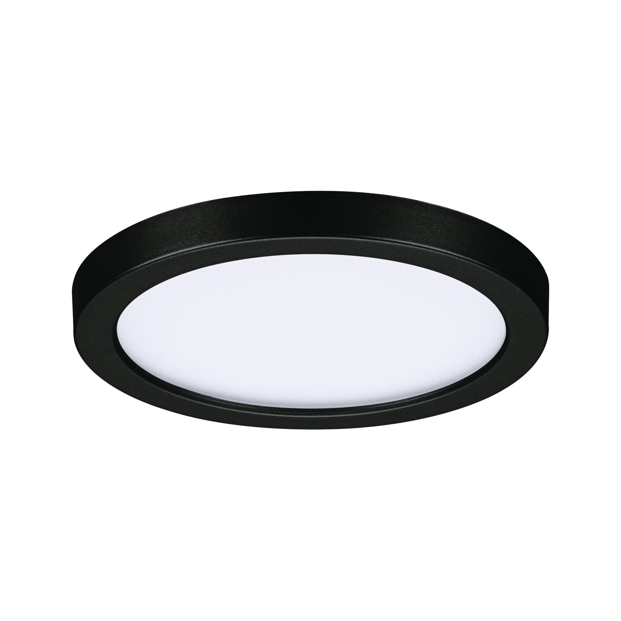 Runde LED-Deckenleuchte mit schwarzem Metallrahmen und weißem Diffusor für moderne Innenbeleuchtung