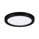 Round LED ceiling light with black metal frame and white diffuser for modern indoor lighting