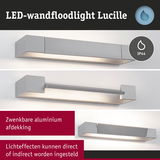 LED-wandfloodlight Lucille van zilverkleurig aluminium met IP44 en instelbare directe of indirecte verlichting