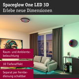 Spaceglow One LED 3D Decken- und Wandlampe mit 3D-Tiefeneffekt in modernem Wohnzimmer mit Sofa