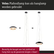 Volea plafondlamp zwart met houtlook, ook te gebruiken als hanglamp, moderne LED-verlichting