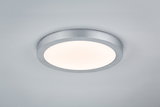 Ronde LED-plafondlamp met zilverkleurige aluminiumrand en warm wit licht voor moderne interieurs
