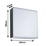 Square white LED wall light made of plastic 250x250x97 mm for indoor lighting